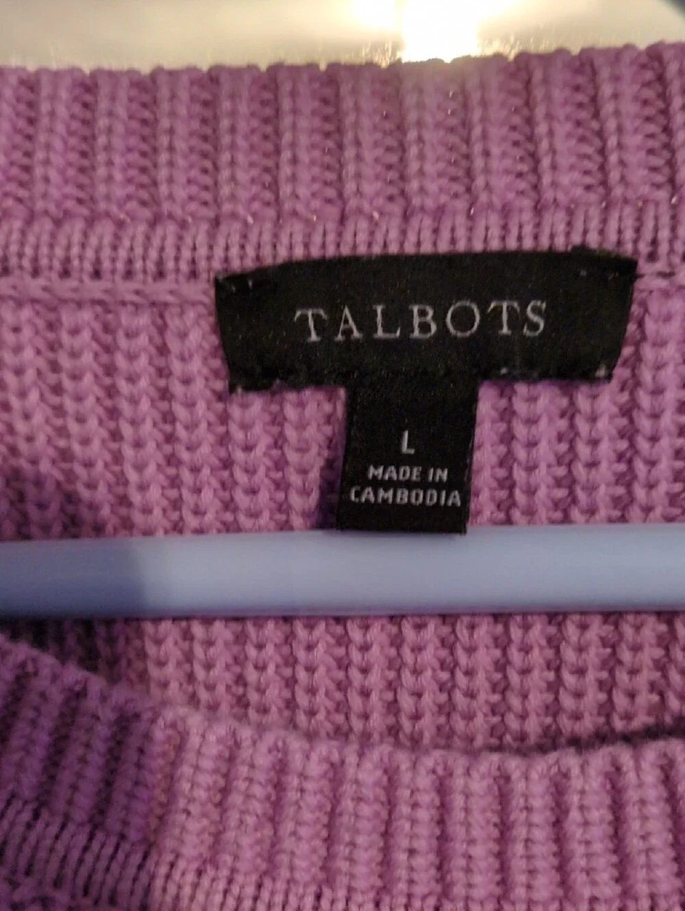 Talbots Lilac Crewneck Sweater with Chest Pocket
